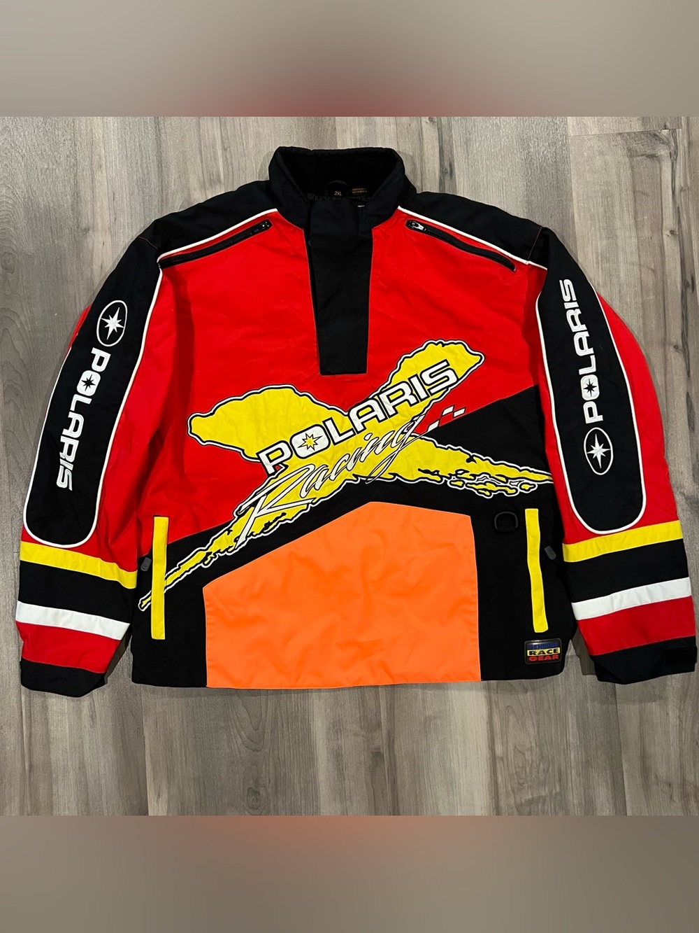 Polaris Racing Jacket 2XL Red Orange Black Vintage Y2K Snowmobile Pullover